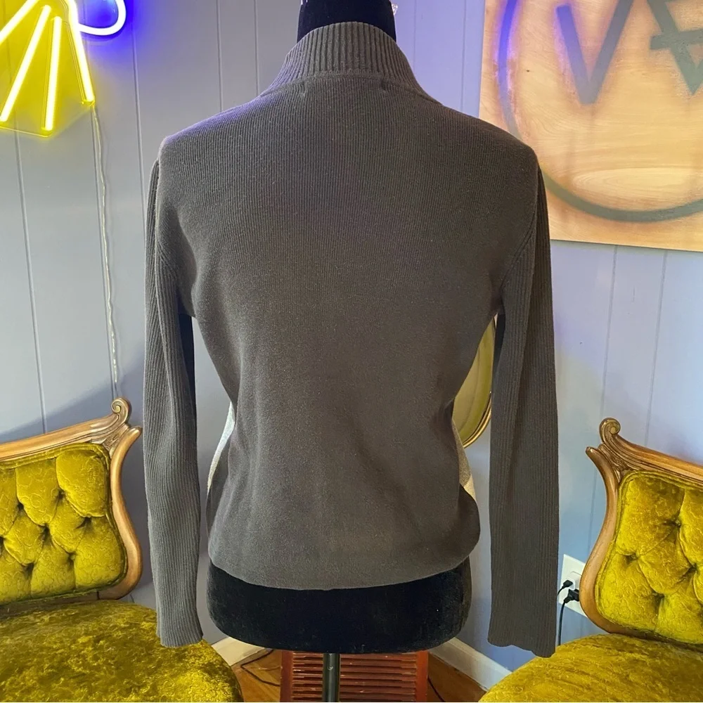 Vintage 90s/Y2K Geoffrey Beene Sport Colorblock Mock Neck 100% Cotton Sweater - Picture 3 of 5